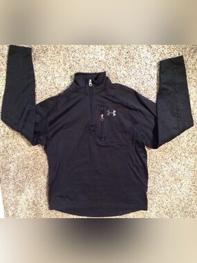 Under Armour Shirt Size Adult Small 1/4 Zip Front Long Sleeve Black Mens Unisex